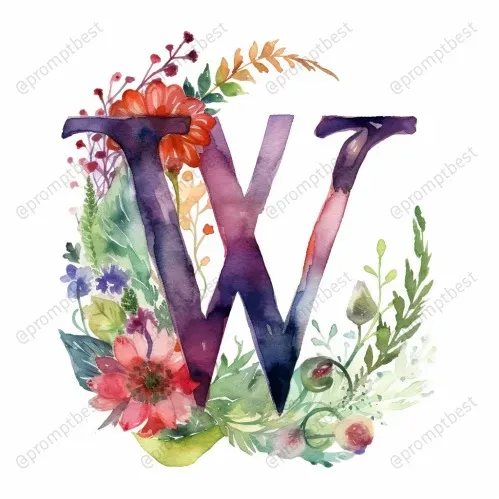 Watercolor Florals With Initial Letters