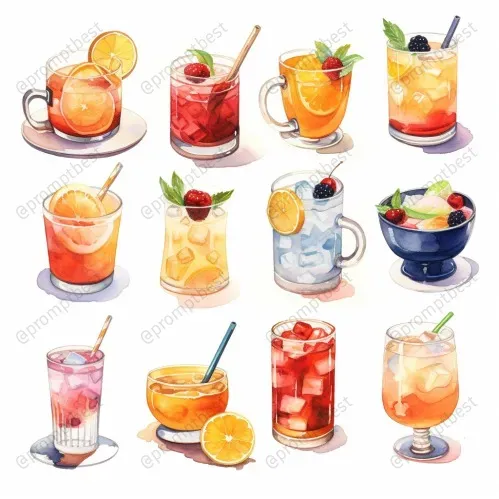 Cute Food Watercolor Collections Cliparts