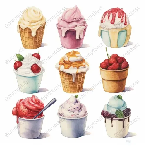 Cute Food Watercolor Collections Cliparts