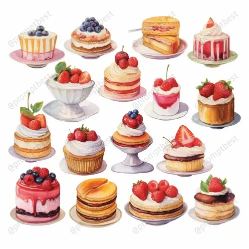 Cute Food Watercolor Collections Cliparts