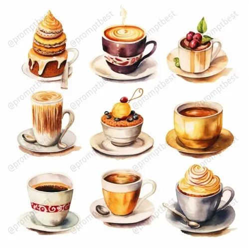 Cute Food Watercolor Collections Cliparts