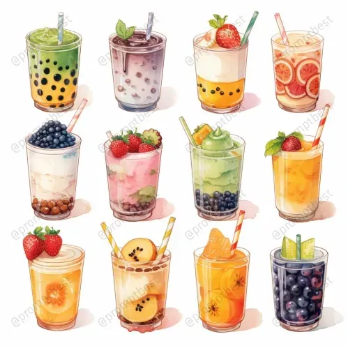 Cute Food Watercolor Collections Cliparts
