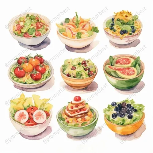 Cute Food Watercolor Collections Cliparts