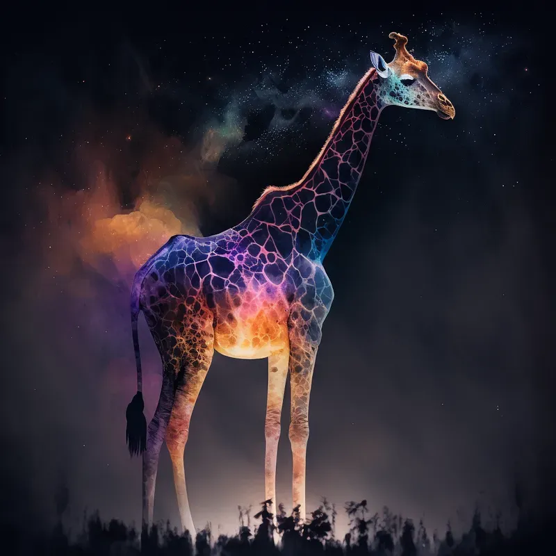 Vibrant Otherworldly Galaxy Animals