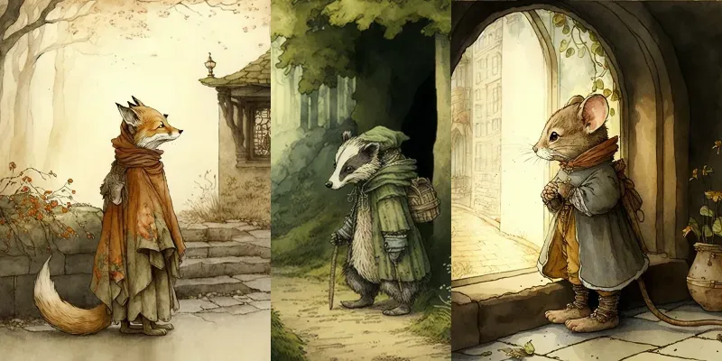 Fairytale Animal Book Illustrations generated by midjourney