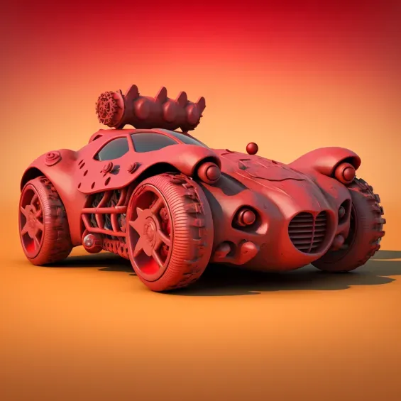 3D Rendered Clay Cars