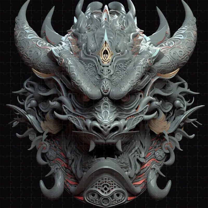 Dark 3D Blender Concept Art Model Faces