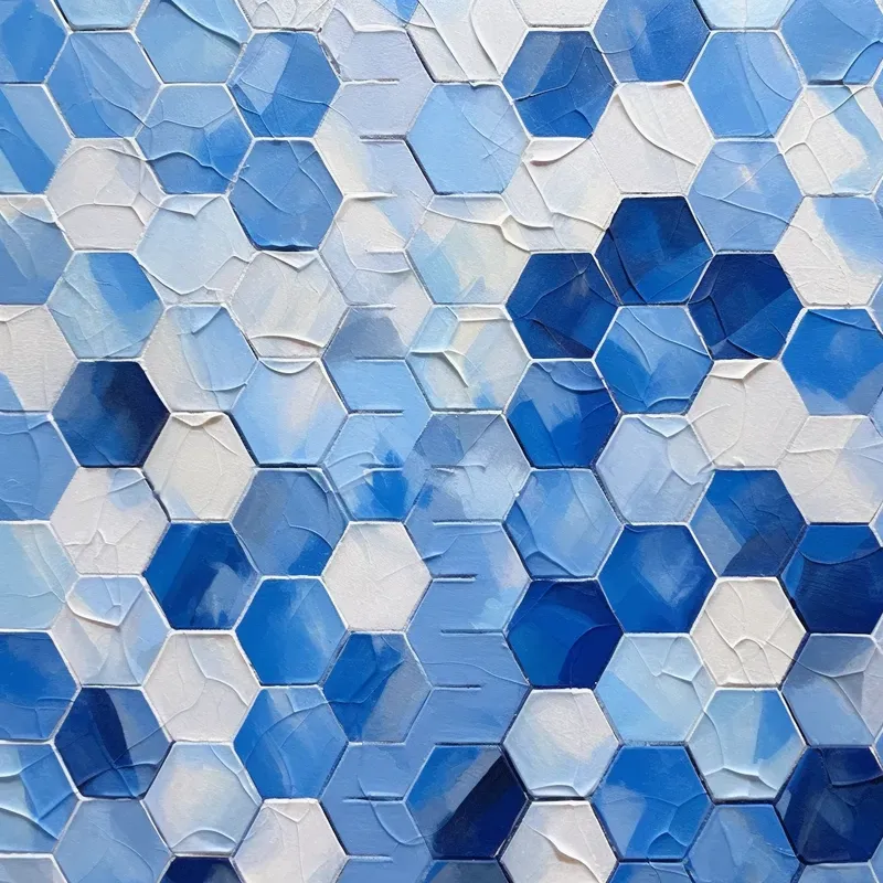 Abstract Hexagon Acrylic Paintings
