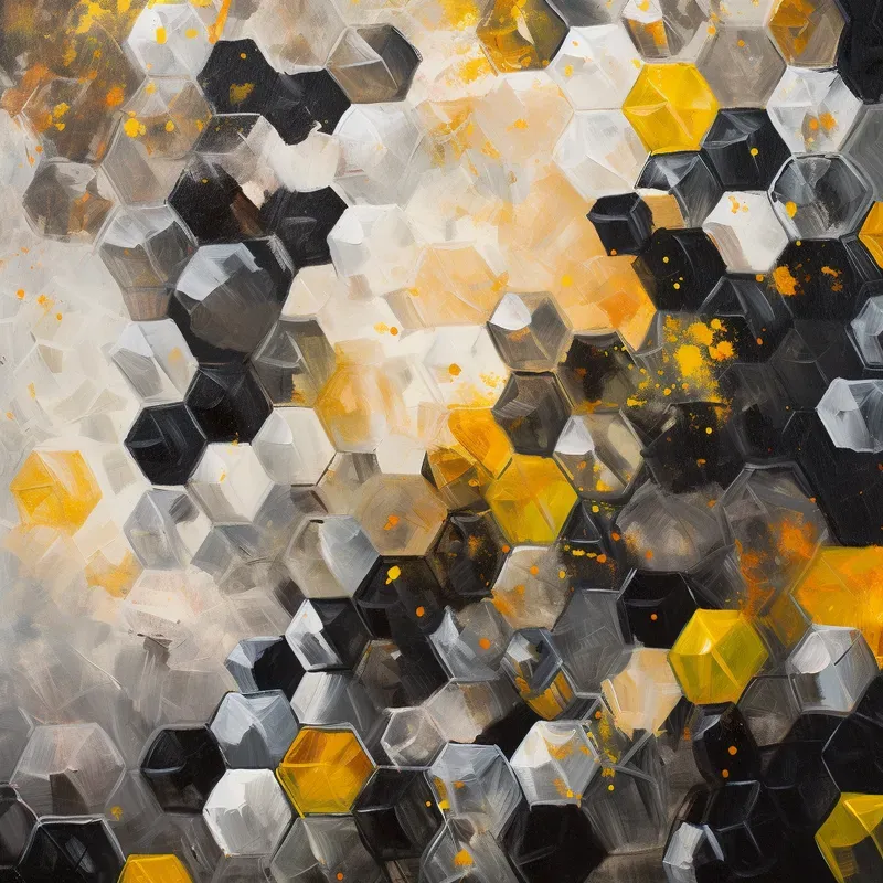 Abstract Hexagon Acrylic Paintings
