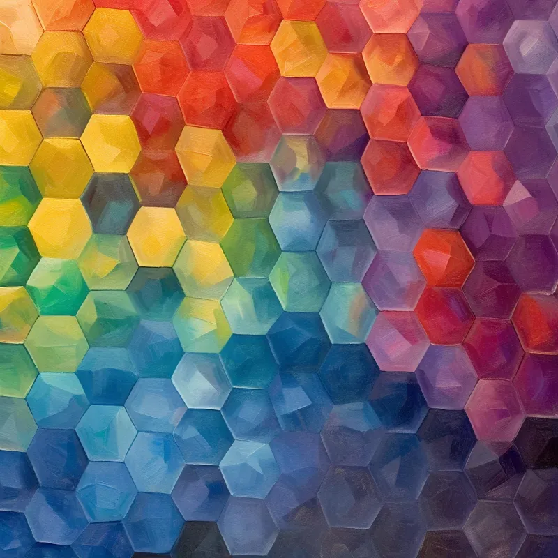 Abstract Hexagon Acrylic Paintings