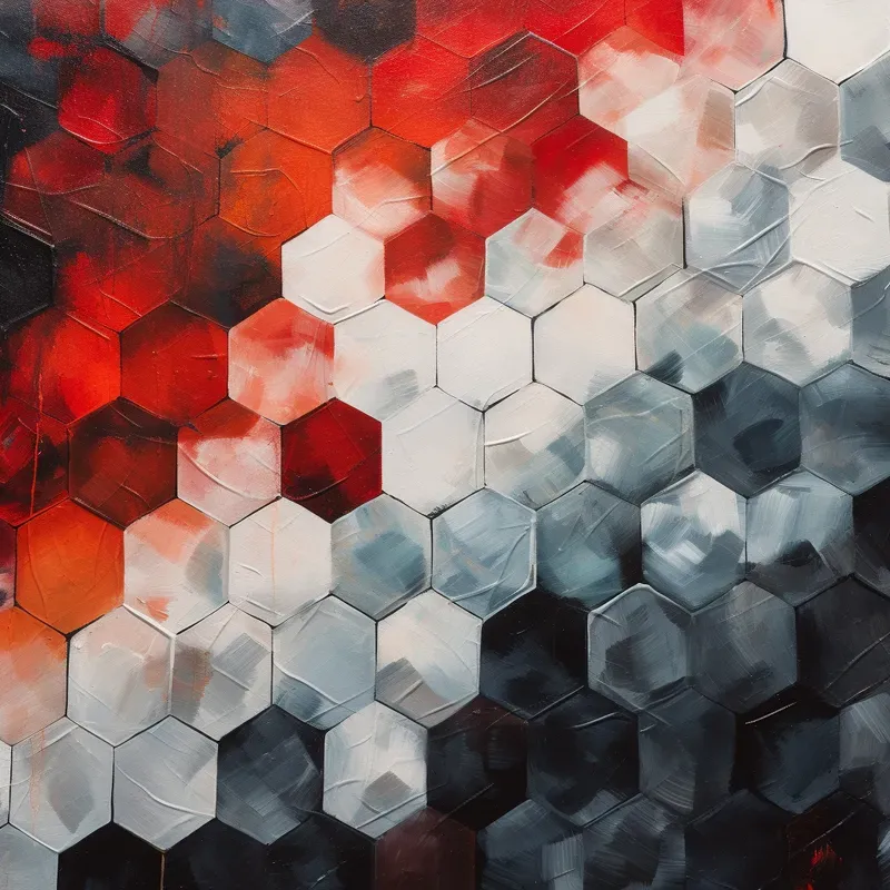 Abstract Hexagon Acrylic Paintings