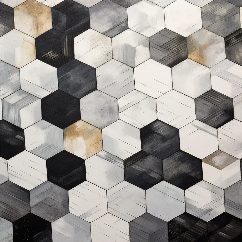 Abstract Hexagon Acrylic Paintings
