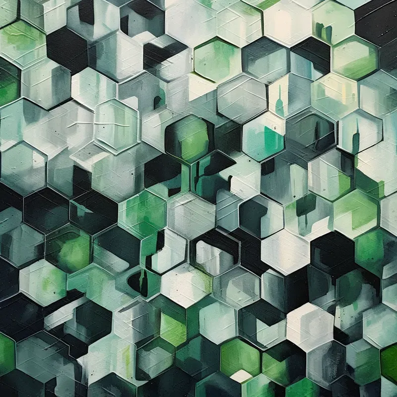 Abstract Hexagon Acrylic Paintings