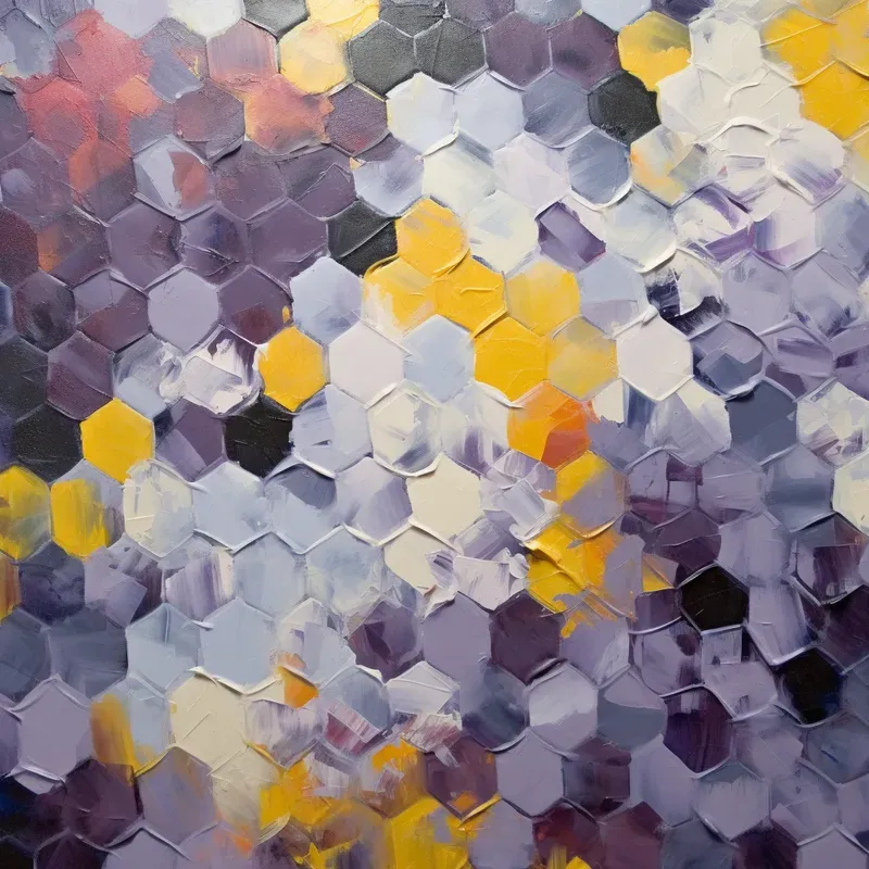 Abstract Hexagon Acrylic Paintings