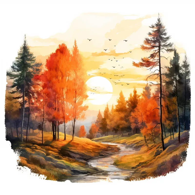 Watercolor Landscape Scene Cliparts