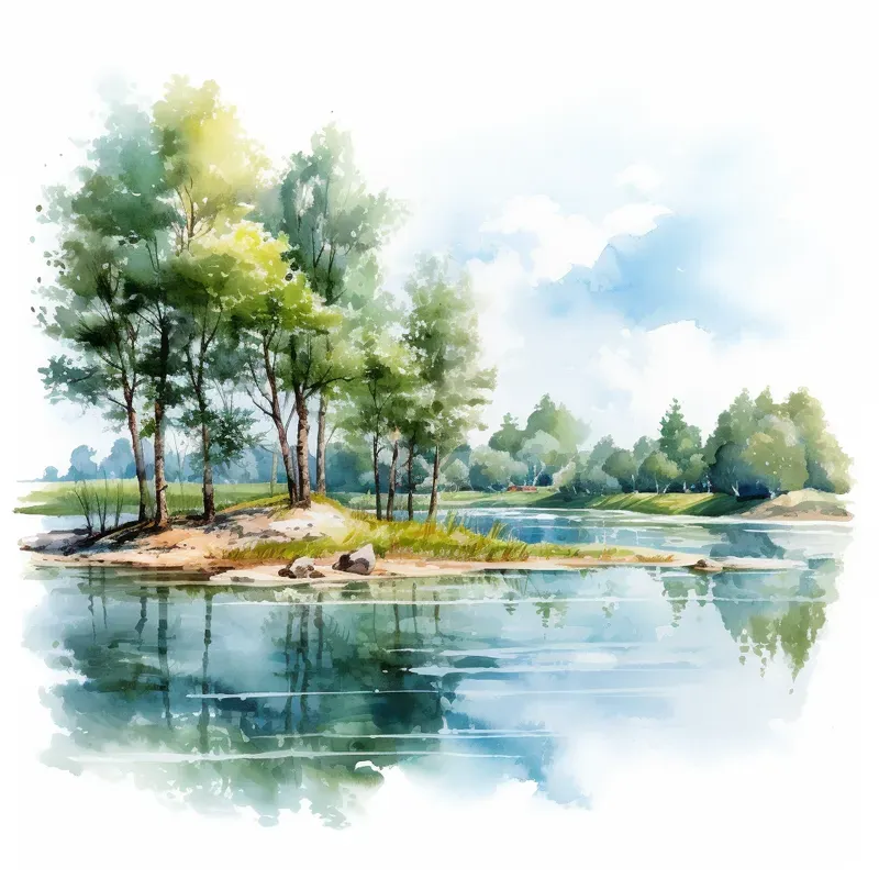 Watercolor Landscape Scene Cliparts