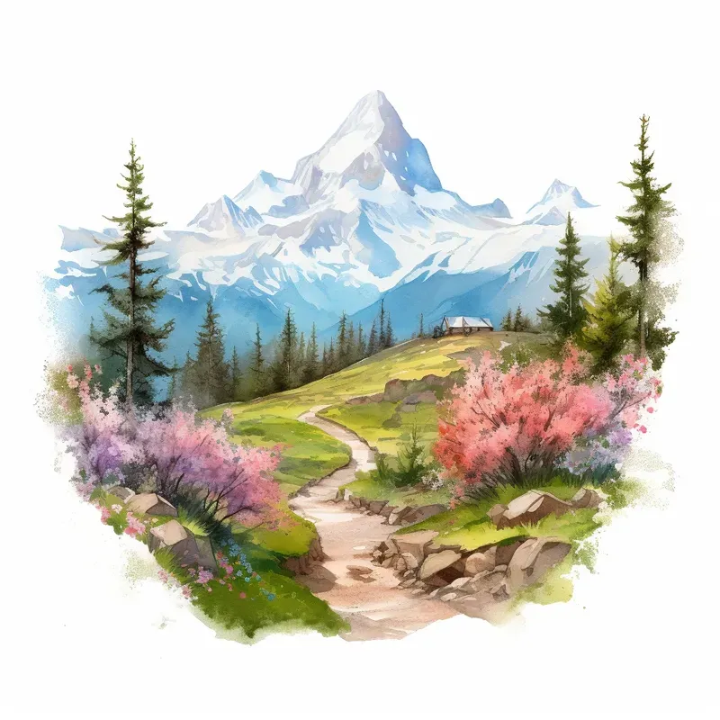 Watercolor Landscape Scene Cliparts