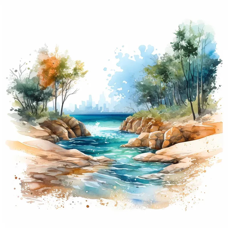 Watercolor Landscape Scene Cliparts