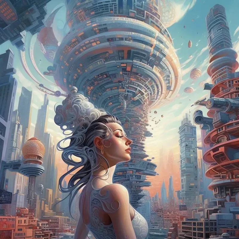 Spiraling Futuristic Majesties