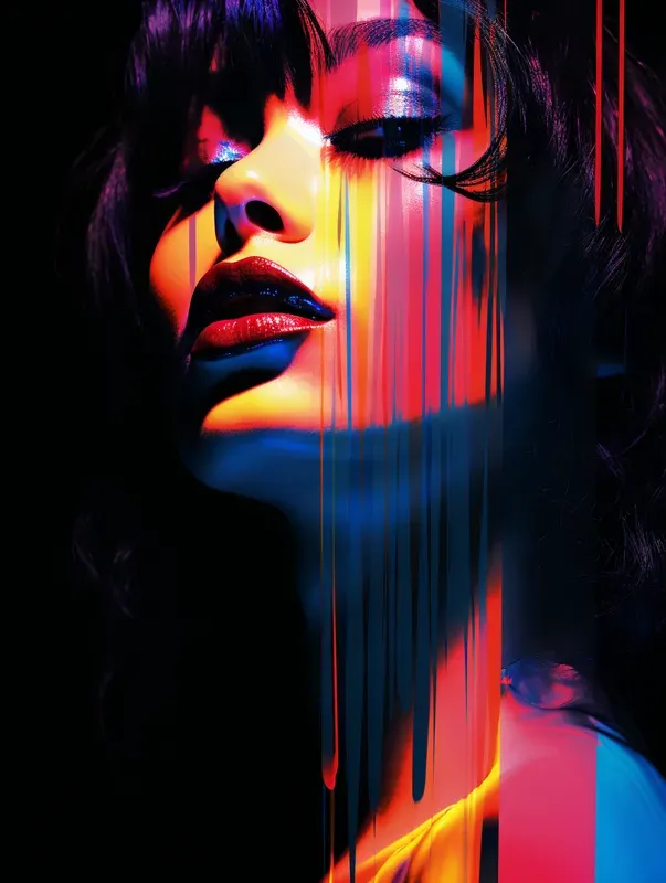 Neon Glitch Silhouettes