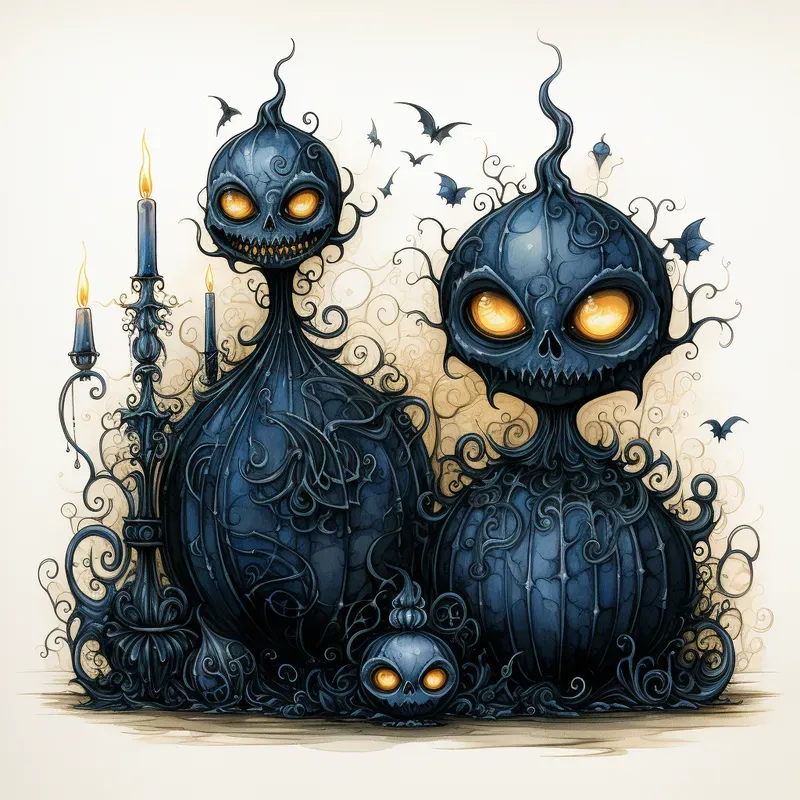 Whimsical Gothic Cartoon Drawings