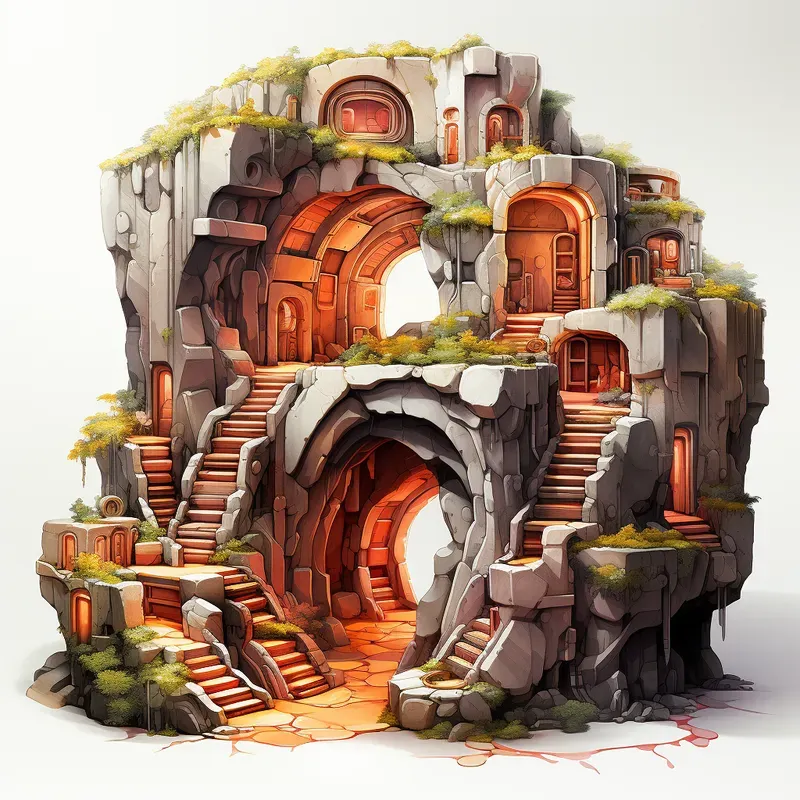Enchanting Stone Watercolor Citadels