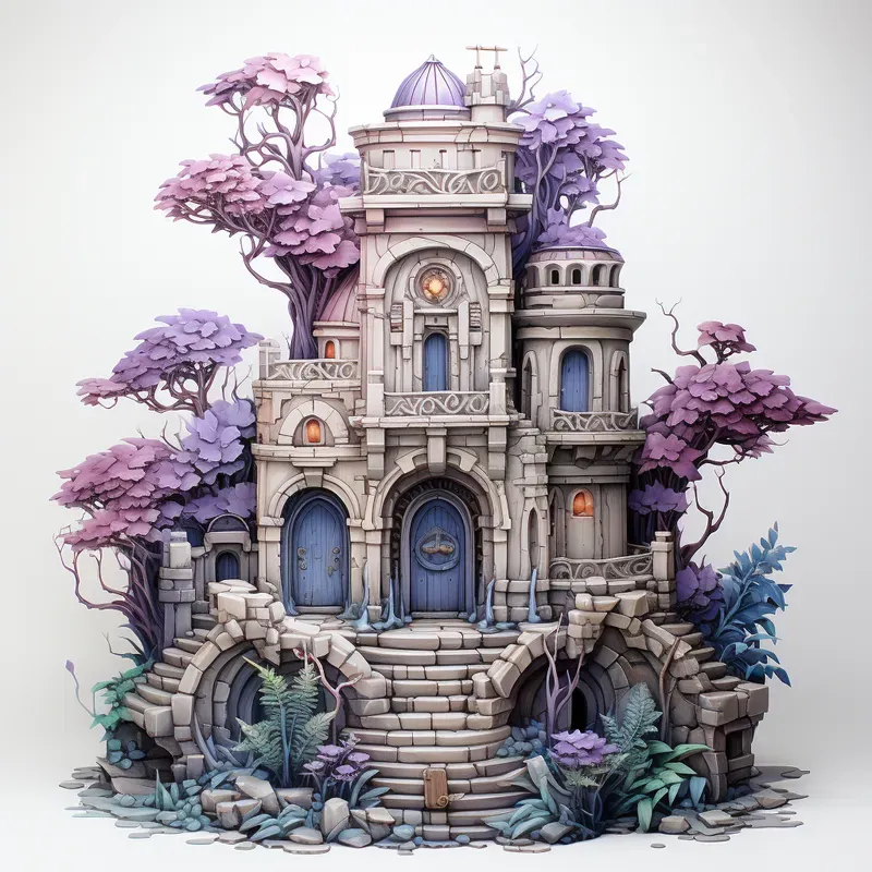 Enchanting Stone Watercolor Citadels