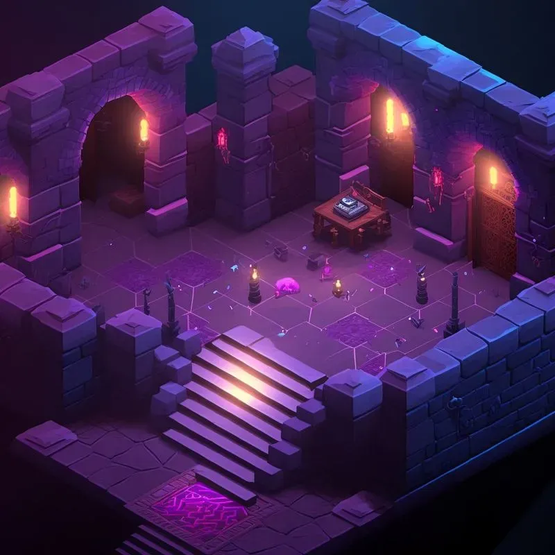 Isometric Video Game Dungeon Rooms