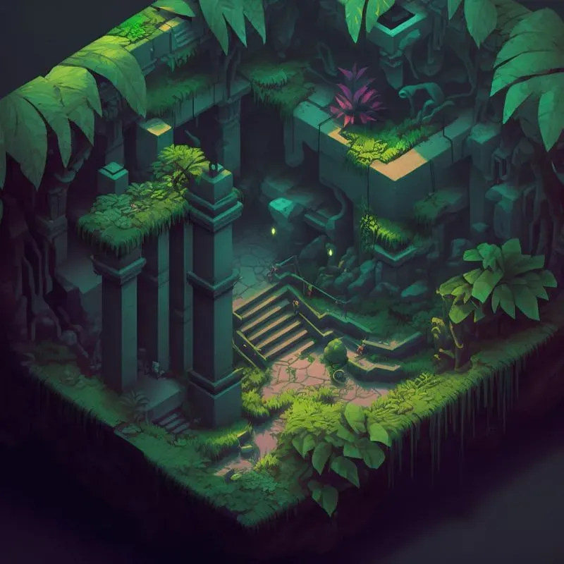 Isometric Video Game Dungeon Rooms