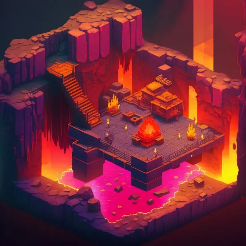 Isometric Video Game Dungeon Rooms