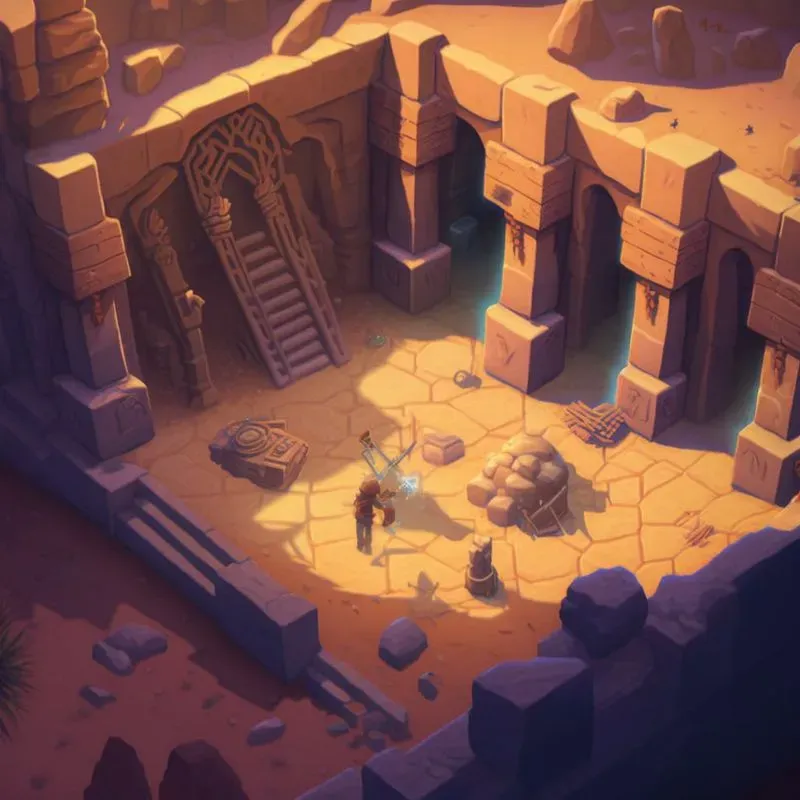 Isometric Video Game Dungeon Rooms