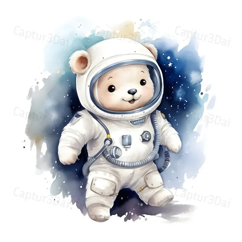 Cute Astronaut Animals Nursery Wall Art