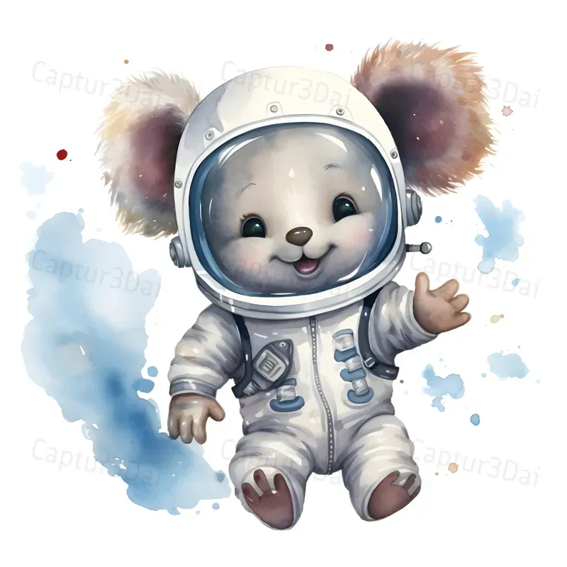 Cute Astronaut Animals Nursery Wall Art