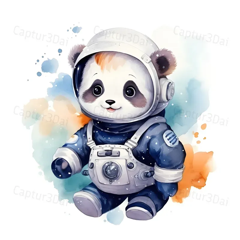 Cute Astronaut Animals Nursery Wall Art
