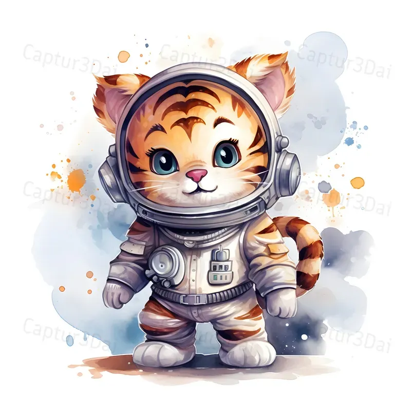 Cute Astronaut Animals Nursery Wall Art