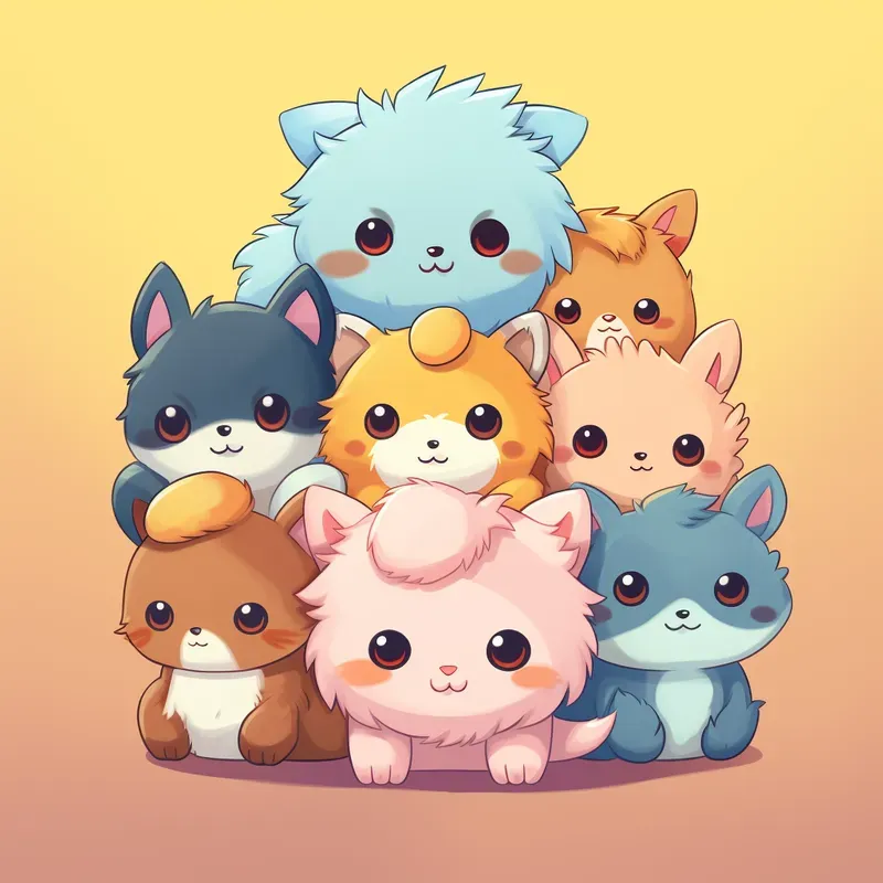 Kawaii Manga Pastel Characters