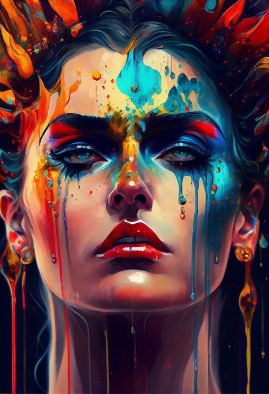 Colorful Dripping Face Art