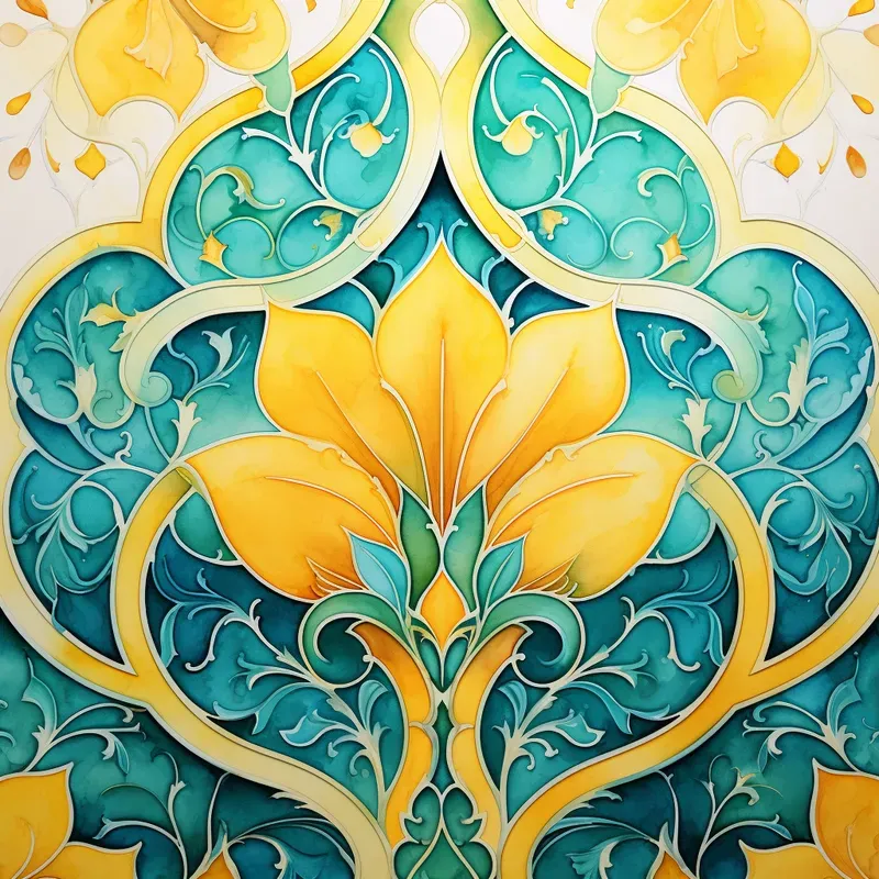 Watercolor Arabesque Paintings