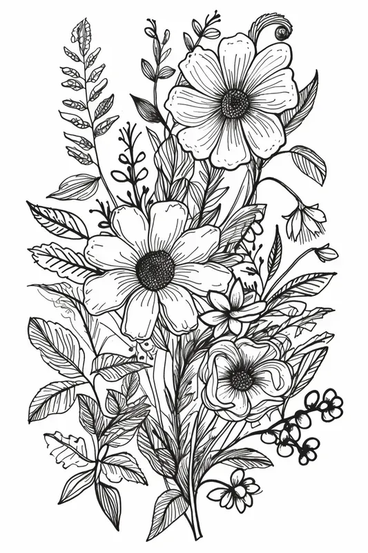 Embroidery Flowers Coloring Pages