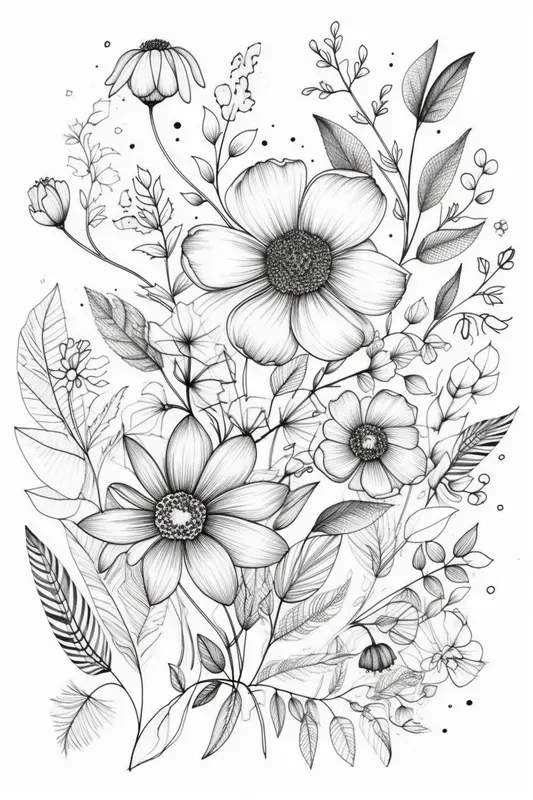 Embroidery Flowers Coloring Pages