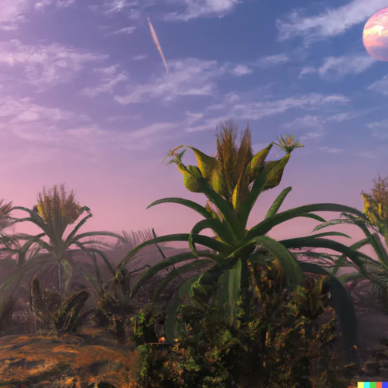 Alien Planet Landscape with Plants