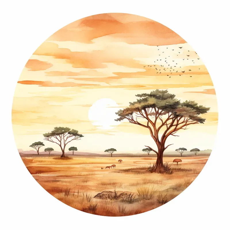 Circular Watercolor Clipart Landscapes