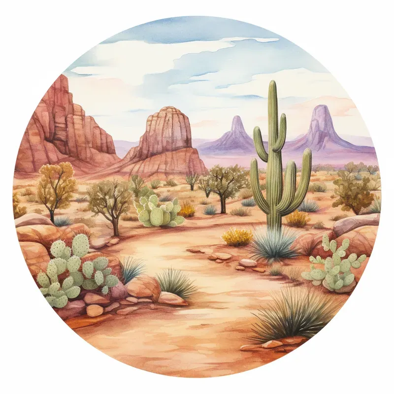 Circular Watercolor Clipart Landscapes