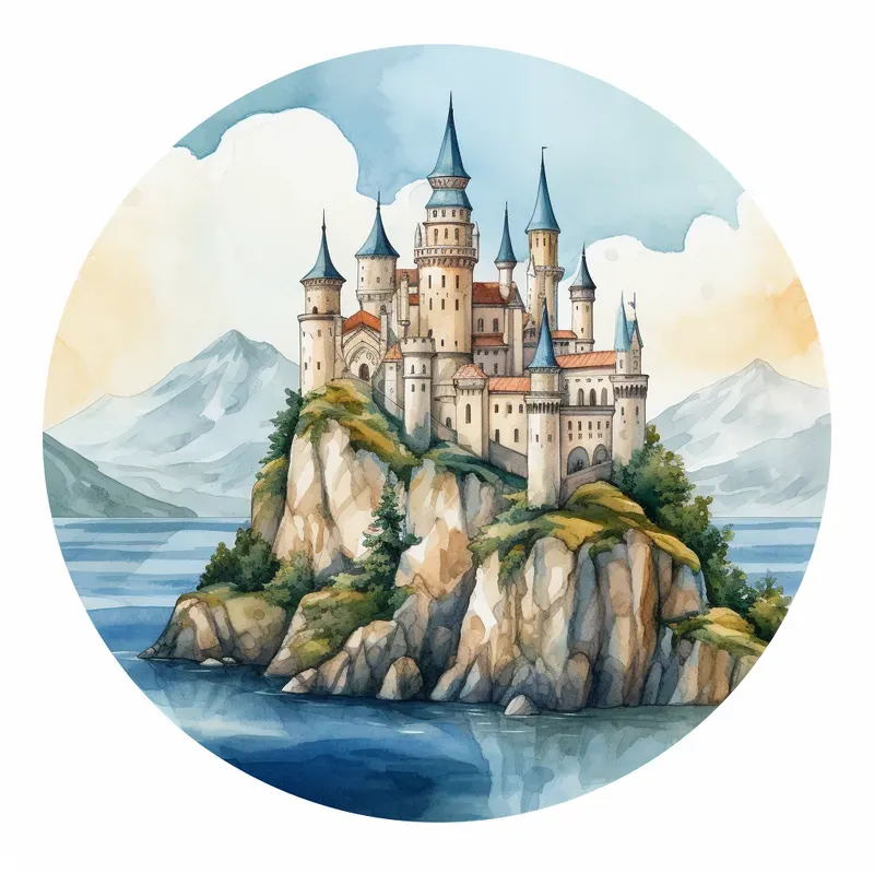 Circular Watercolor Clipart Landscapes