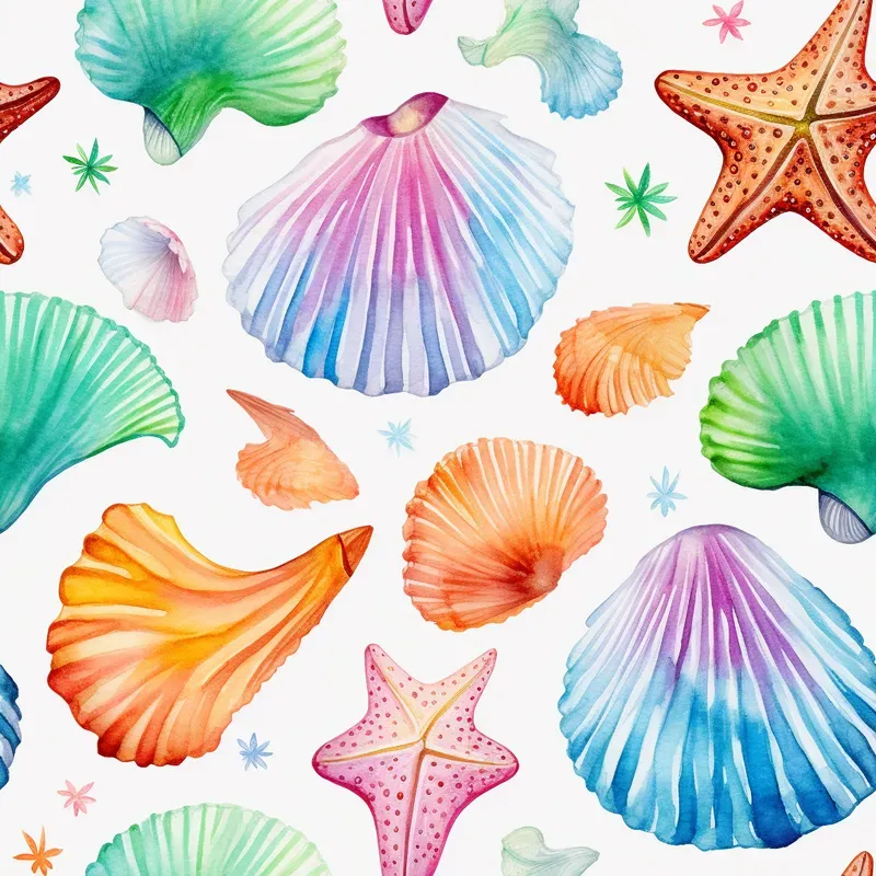 Summer Watercolor Seamless Patterns Art