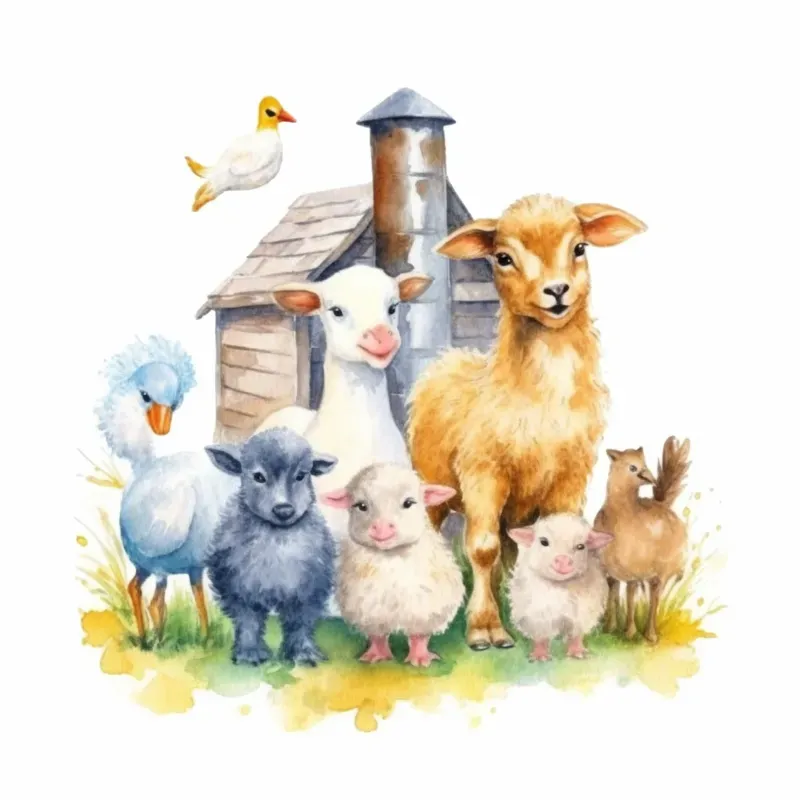 Cartoon Animal Watercolor Illustrations
