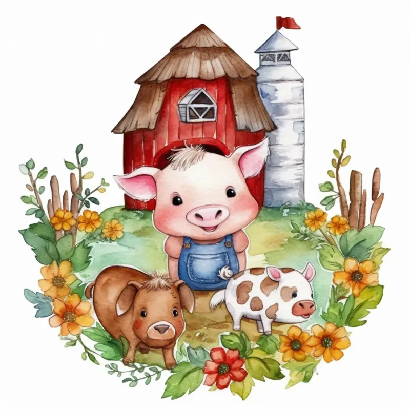 Cartoon Animal Watercolor Illustrations
