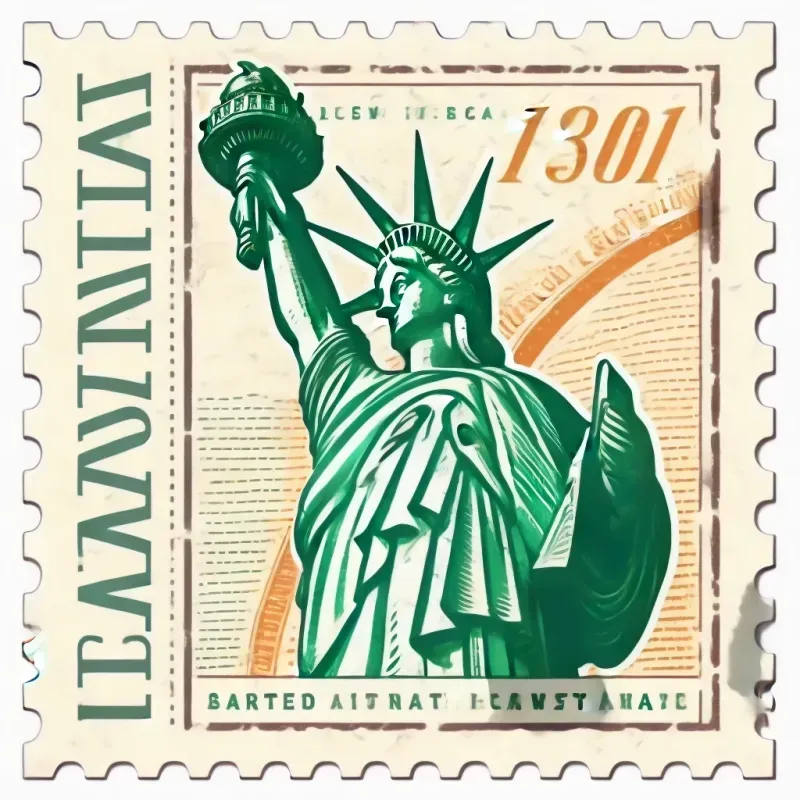 Colorful Vintage Style Postal Stamps