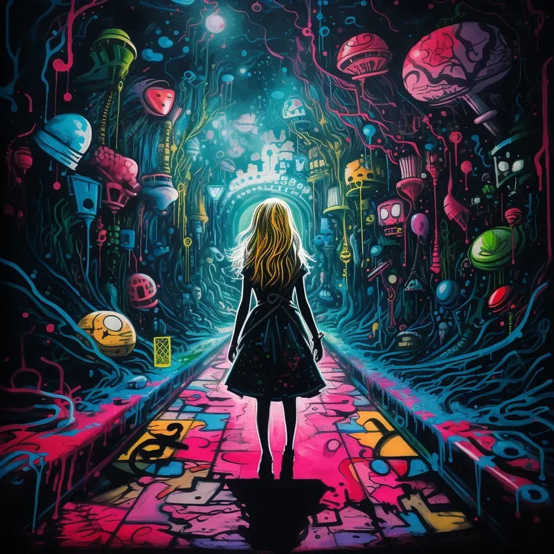Neon Graffiti Stencil Art