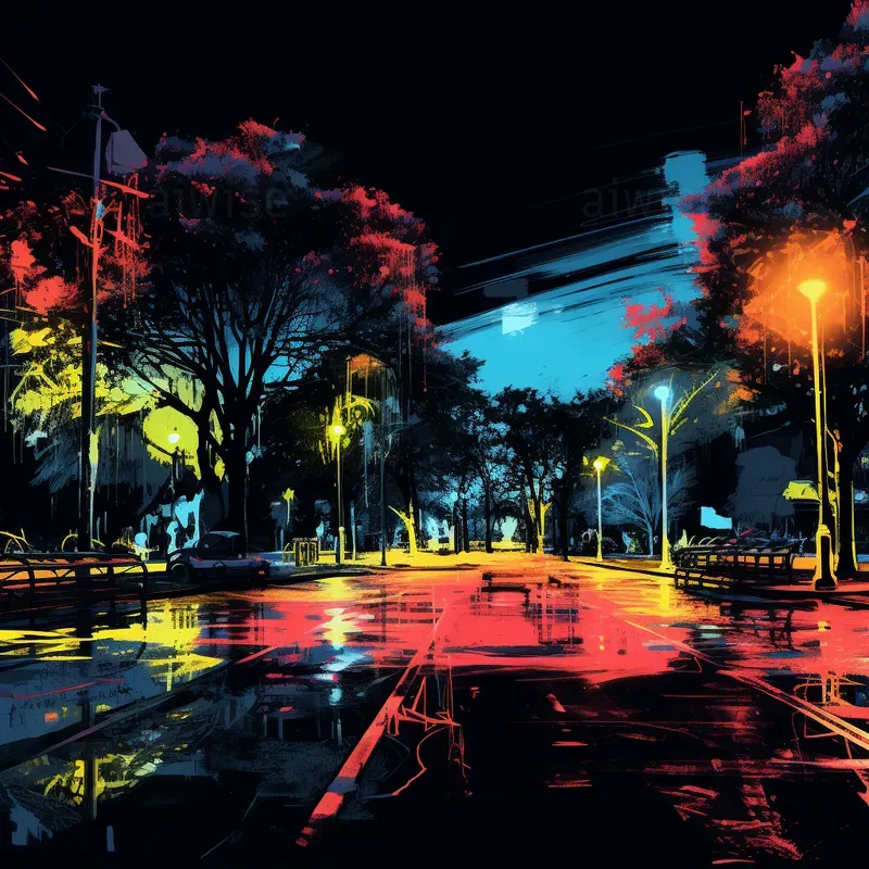 Neon Graffiti Stencil Art
